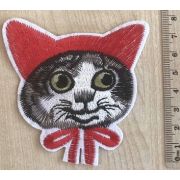 Термоаппликация Кот в красной шапочке 8 см Арт 75.0422
