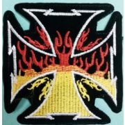 Термоаппликация, термонашивка Крест железный в пламени 9 см Арт 50.1223