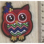 Термоаппликация Сова в красном 6 см Арт 50.1223