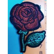 Термоаппликация, термонашивка Роза с листиком 7 см Арт 30.1223