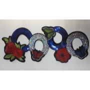 Термоаппликация, термонашивка Подковы стилизованные  с пайетками 20*8 см Арт 100.1223