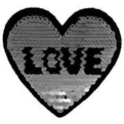 Термоаппликация с пайетками Love сердечком 8.5 см Арт 32.122360(ЗР)