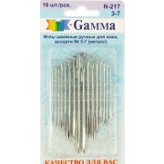Иглы для шитья ручные «Gamma» N-217 для кожи №3-7 16 шт. в блистере острые Арт 170.042538(10)