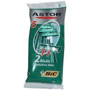 Станок бритвенный одноразовый Astor sensitive (5 шт в пакете) Арт 176.062235
