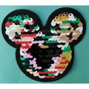 Термоаппликация с пайетками Микки Маус  8*8 см Арт 32.122360(ЗР)