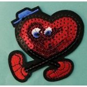 Термоаппликация с пайетками Сердце шагающее в шляпе 7*7 см Арт 32.122360(ЗР)