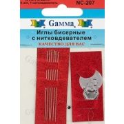 Иглы бисерные «Gamma» сталь NC-208 d 0.34 мм 12 шт с двумя нитковдевателями Арт 145.012450(12)