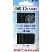 Иглы бисерные «Gamma» №50 сталь N-315 d 0.4 мм 6 шт с нитковдевателем Арт 112.112451(10)