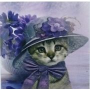 Алмазная мозаика DIY  «Котик в шляпе» 20*20 см 17 цветов  Арт 280.042440