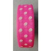 Лента капроновая розовая в горошек 25 мм  упаковка Арт 130.112362(Сам)