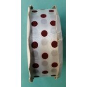 Лента атласная 2.5 см белая в горошек красно-коричневый 22 метра Арт 130.112462