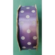 Лента атласная 2.5 см сиреневая в горошек 22 метра Арт 130.112462