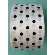 Лента атласная 5.0 см белая в горошек черный 22 метра Арт 225.112450(У)