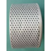 Лента атласная 5.0 см белая в черную крапинку 22 метра Арт 225.112450(У)