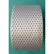 Лента атласная 5.0 см белая в красную крапинку 22 метра Арт 225.112450(У)