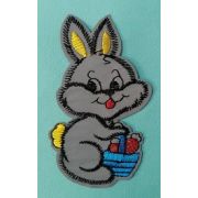 Термоаппликация, термонашивка Заяц с корзинкой  10*6 см Арт 16.102460